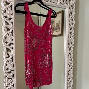 Express Hot pink cotton sequin mini dress